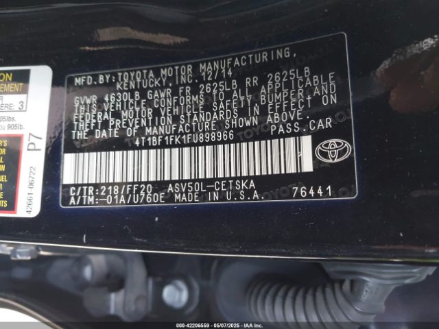 4T1BF1FK1FU898966 Toyota CAMRY SE