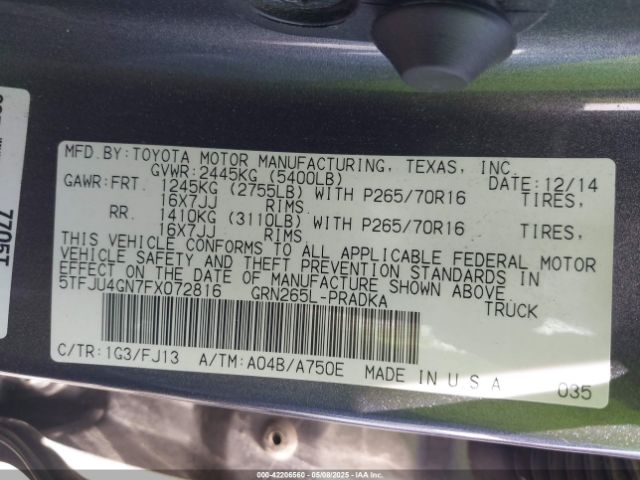 5TFJU4GN7FX072816 Toyota Tacoma Prerunner V6