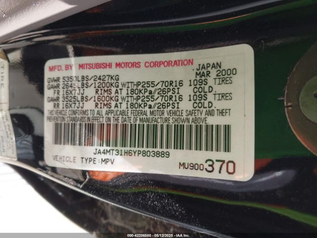 2000 MITSUBISHI MONTERO SPORT JA4MT31H6YP803889 Photo 8