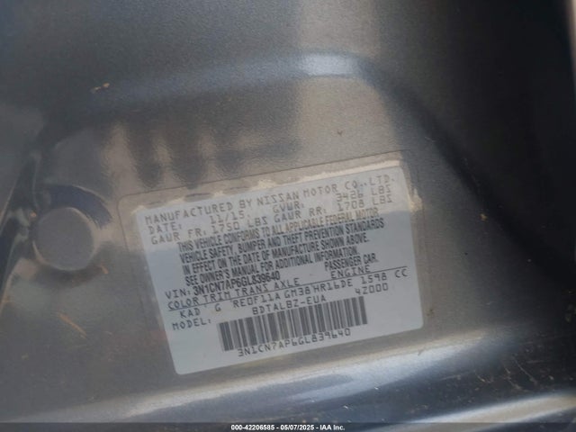 3N1CN7AP6GL839640 Nissan Versa 1.6 S/1.6 S+/1.6 Sl/1.6 Sv