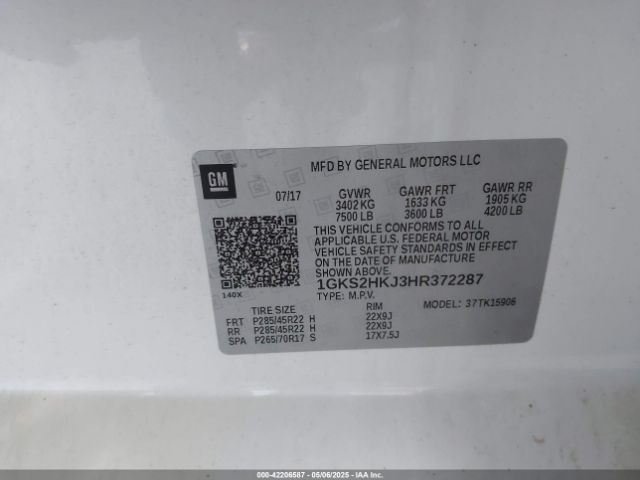 2017 GMC YUKON XL 1GKS2HKJ3HR372287 Photo 8