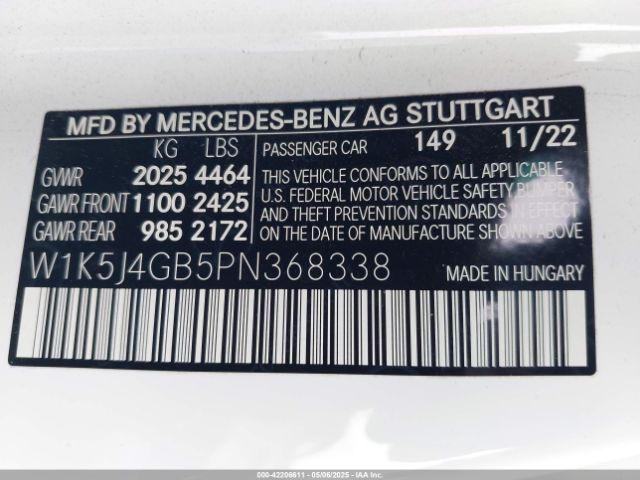 W1K5J4GB5PN368338 Mercedes-Benz m260