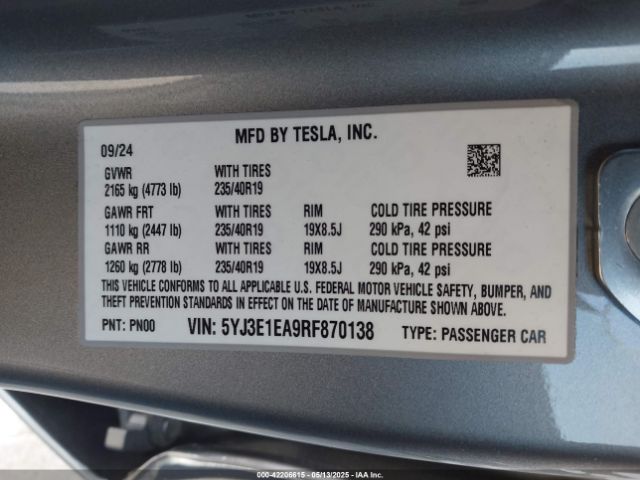 2024 TESLA MODEL 3 5YJ3E1EA9RF870138 Photo 8