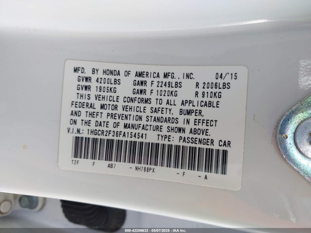 1HGCR2F36FA154541 Honda ACCORD LX