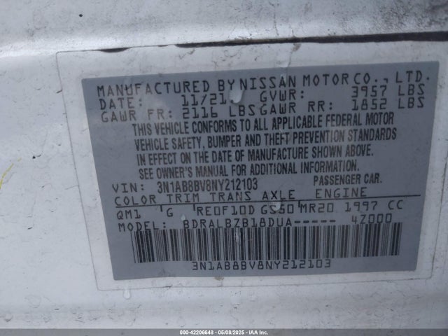 3N1AB8BV8NY212103 Nissan Sentra