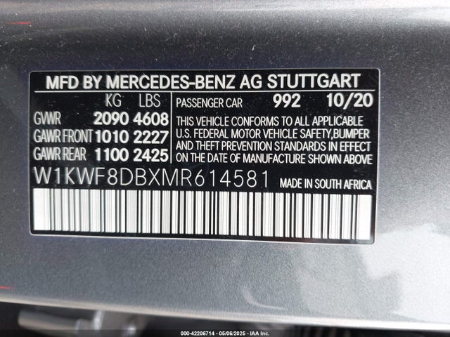 W1KWF8DBXMR614581 Mercedes-Benz C 300 Sedan