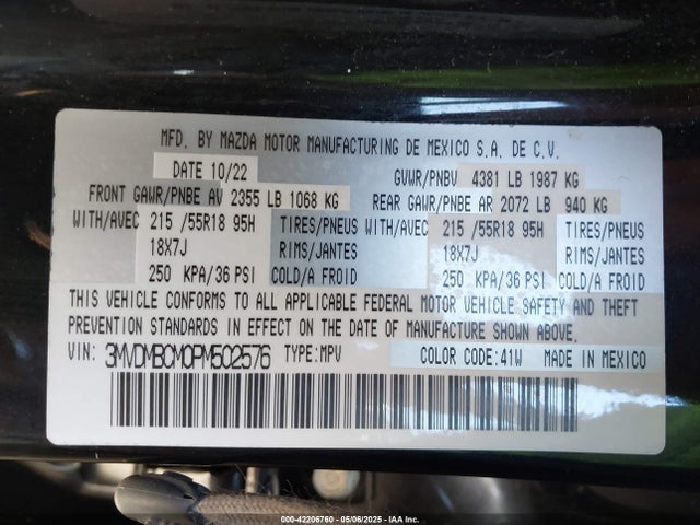 3MVDMBCM0PM502576 Mazda pyukd