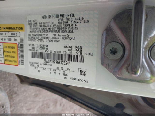 3FA6P0H79GR123545 Ford FUSION SE