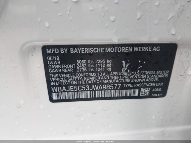 2018 BMW 540I WBAJE5C53JWA98577 Photo 8
