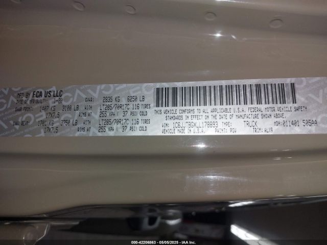 1C6JJTBGXLL178893 Jeep 2020