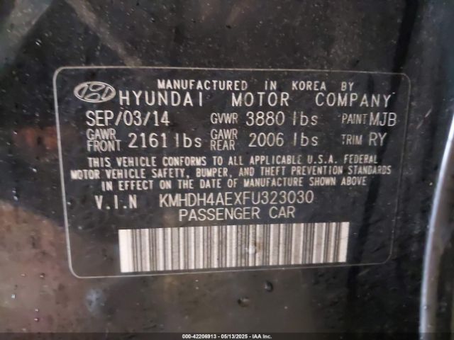 KMHDH4AEXFU323030 Hyundai Elantra Limited