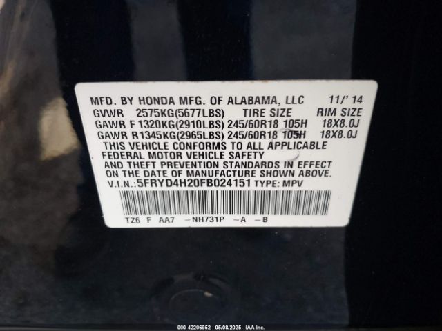 2015 ACURA MDX 5FRYD4H20FB024151 Photo 8