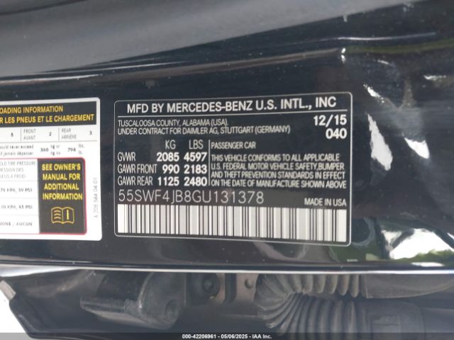55SWF4JB8GU131378 Mercedes-Benz 2016