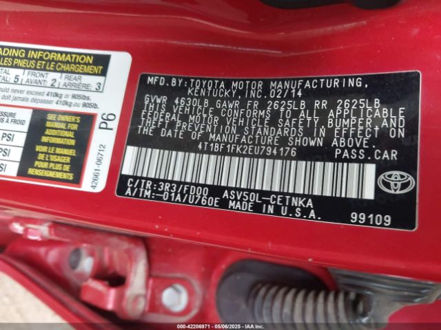 4T1BF1FK2EU794176 Toyota CAMRY LE