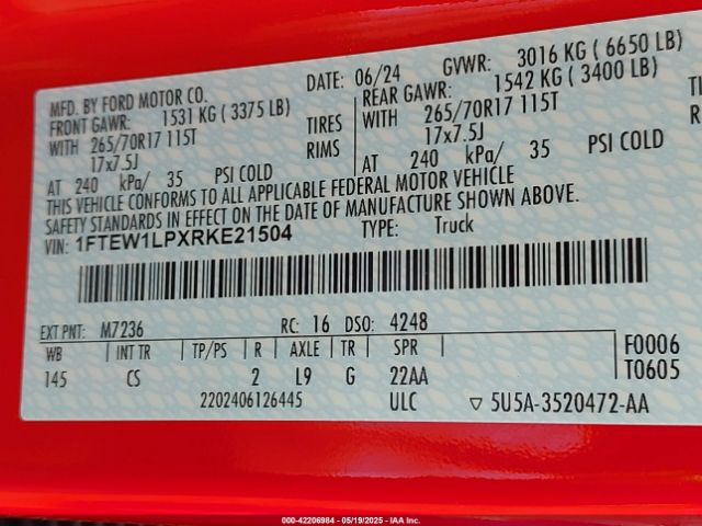 1FTEW1LPXRKE21504 Ford F-150 Xl