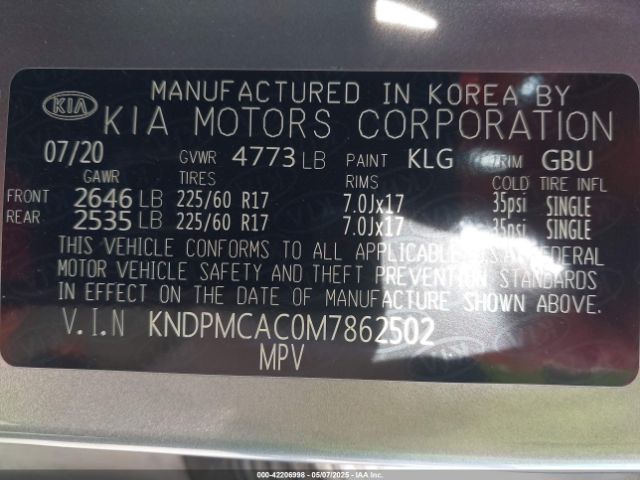 KNDPMCAC0M7862502 KIA Sportage Lx