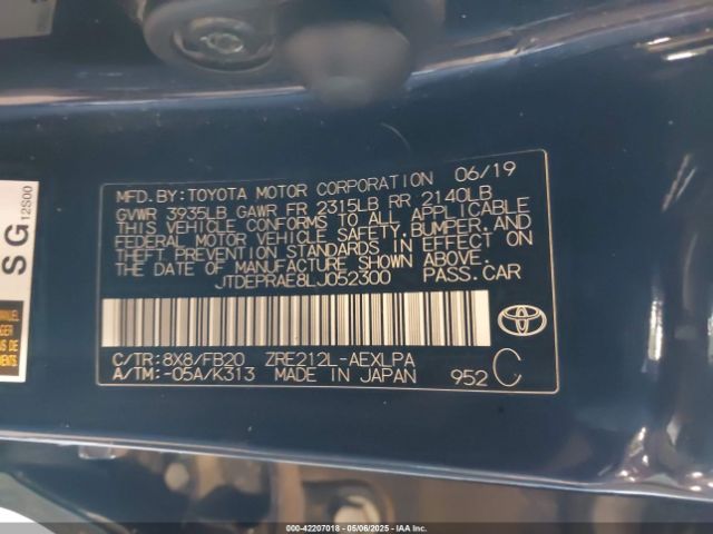 JTDEPRAE8LJ052300 Toyota COROLLA LE