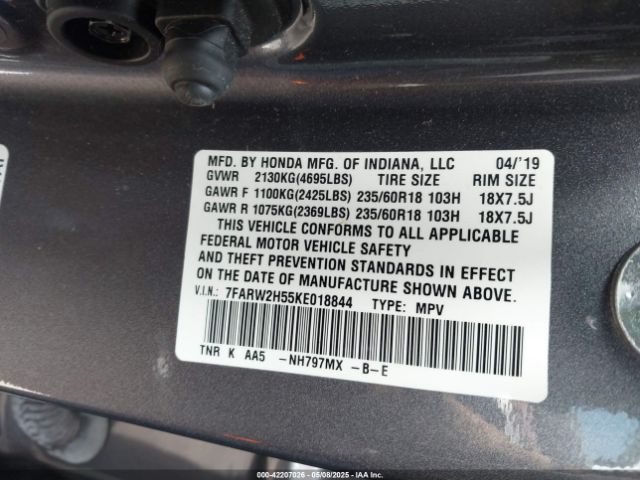 7FARW2H55KE018844 Honda CR-V EX