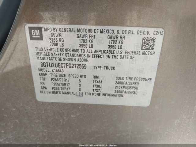 2015 GMC SIERRA 1500 3GTU2UEC7FG272569 Photo 8