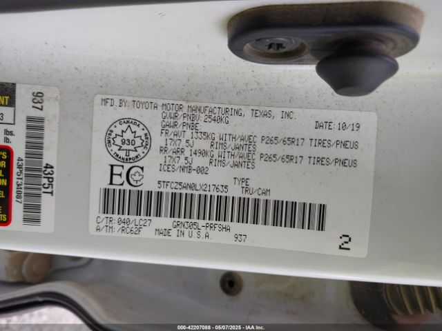 5TFCZ5AN0LX217635 Toyota Tacoma