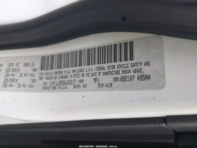 1C4PJLDB3GW165217 Jeep Cherokee Limited