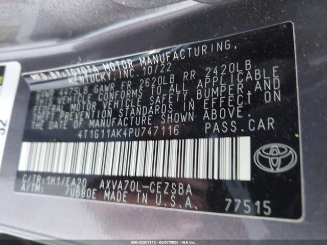 4T1G11AK4PU747116 Toyota a25a-fks