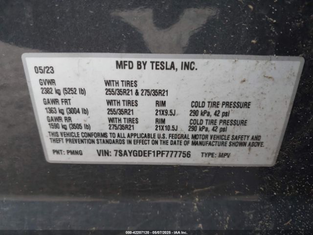 2023 TESLA MODEL Y 7SAYGDEF1PF777756 Photo 8