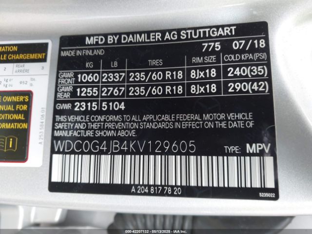 2019 MERCEDES-BENZ GLC 300 WDC0G4JB4KV129605 Photo 8