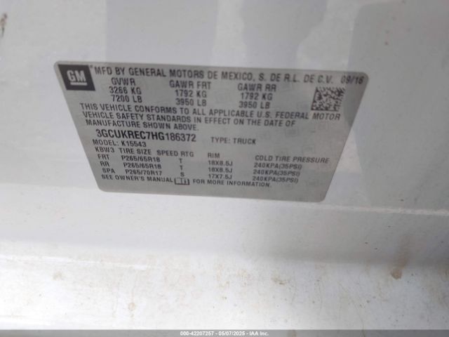 3GCUKREC7HG186372 Chevrolet Silverado 1500 2lt