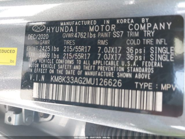 KM8K33AG2MU126626 Hyundai Kona Electric Limited