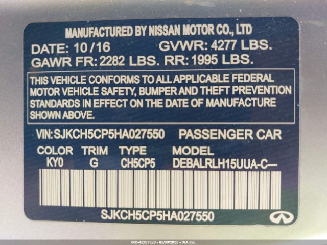 SJKCH5CP5HA027550 Infiniti Qx30 Premium