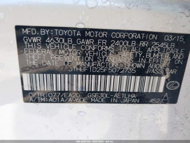 JTHBF1D25F5072735 Lexus IS 250