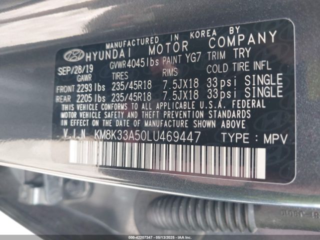 2020 HYUNDAI KONA KM8K33A50LU469447 Photo 8