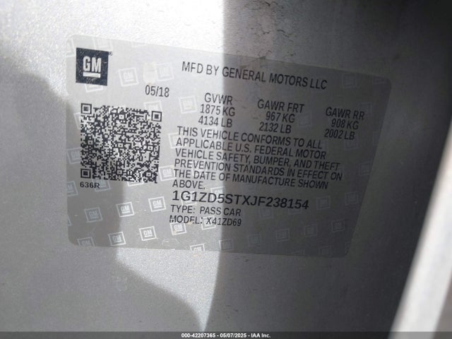 1G1ZD5STXJF238154 Chevrolet MALIBU LT
