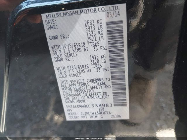 5N1AL0MM0EC538983 Infiniti QX60