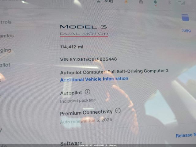 5YJ3E1EC6LF805448 Tesla Model 3 Performance Dual Motor All-wheel Drive