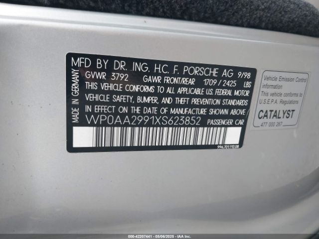 1999 PORSCHE 911 WP0AA2991XS623852 Photo 8