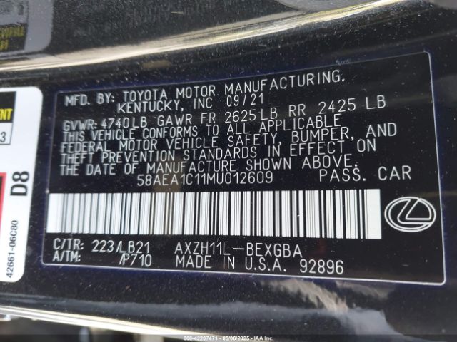 58AEA1C11MU012609 Lexus Es 300h Luxury