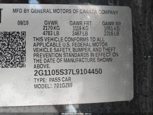2G1105S37L9104450 Chevrolet lfx - spark ignited direct injection, vvt, e85 max, alum