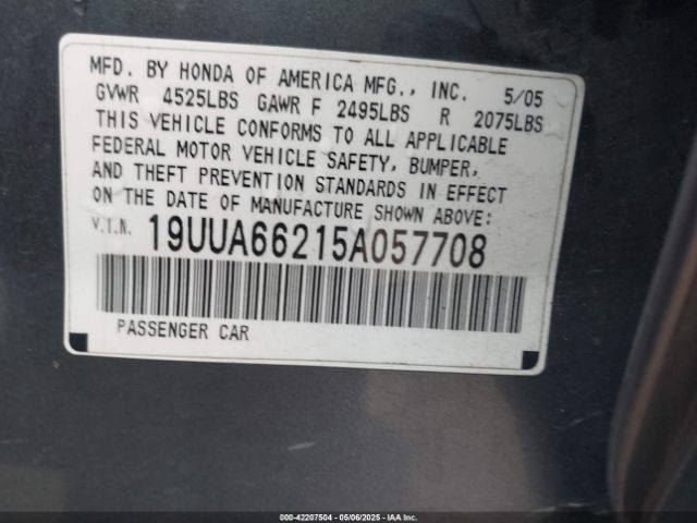 2005 ACURA TL 19UUA66215A057708 Photo 8