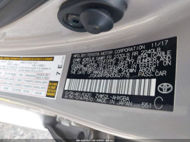 JTDKARFP2H3062718 Toyota 2zr-fxe+1nm