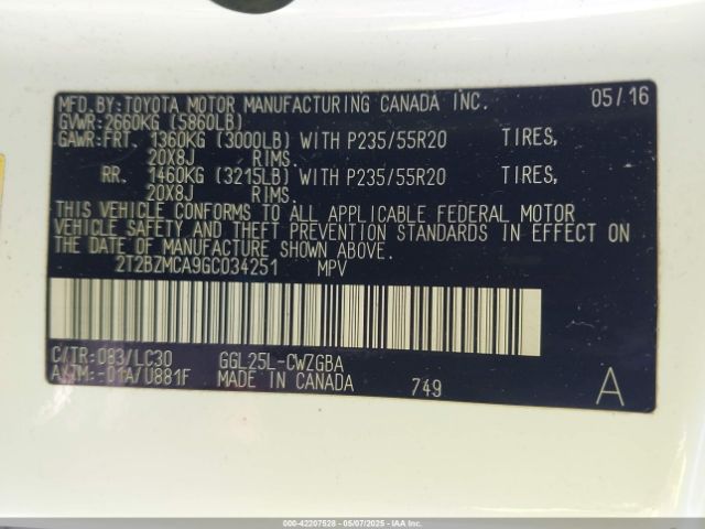 2T2BZMCA9GC034251 Lexus Rx 350 F Sport