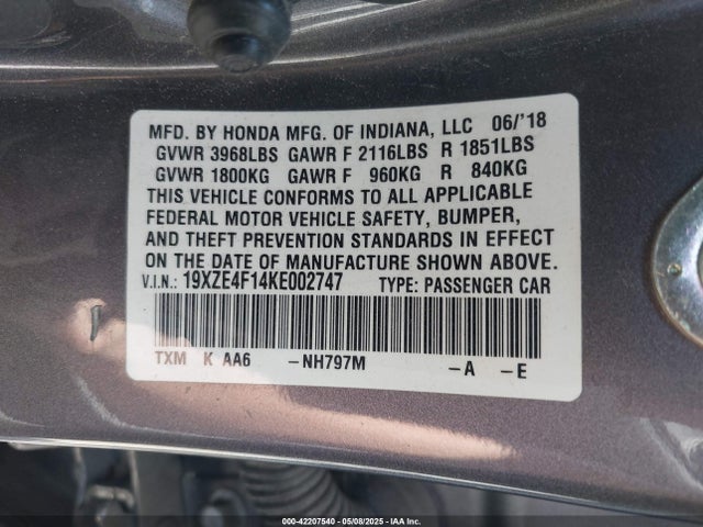 19XZE4F14KE002747 Honda leb6
