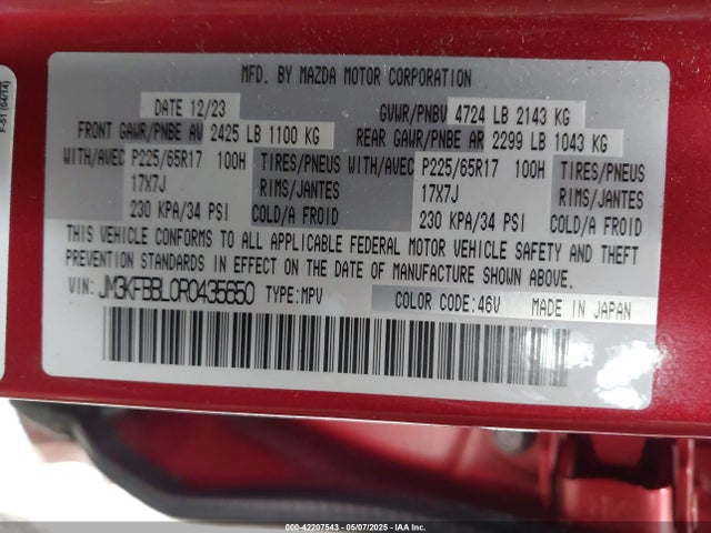 JM3KFBBL0R0435650 Mazda Cx-5 2.5 S Select