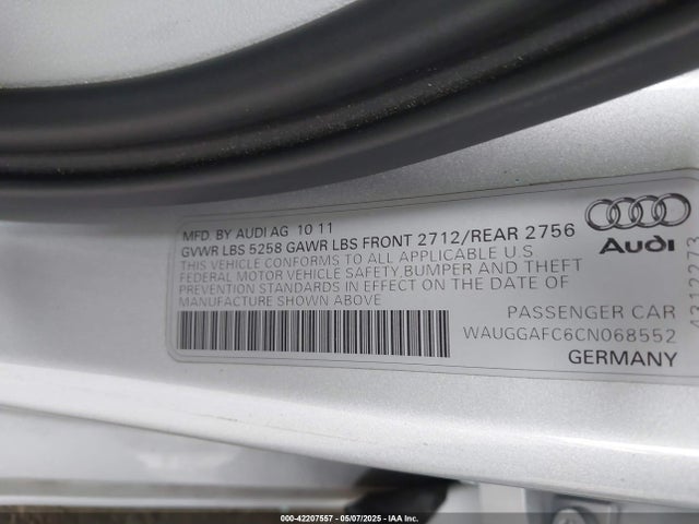 2012 AUDI A6 WAUGGAFC6CN068552 Photo 8