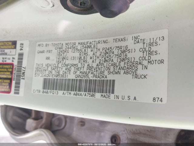 5TFJU4GN1EX053631 Toyota 1gr-fe