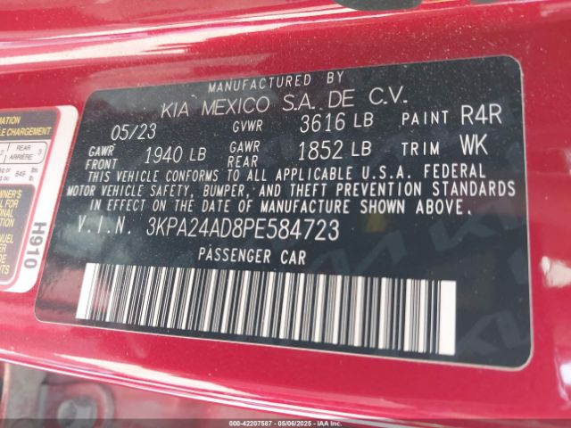 3KPA24AD8PE584723 KIA RIO S