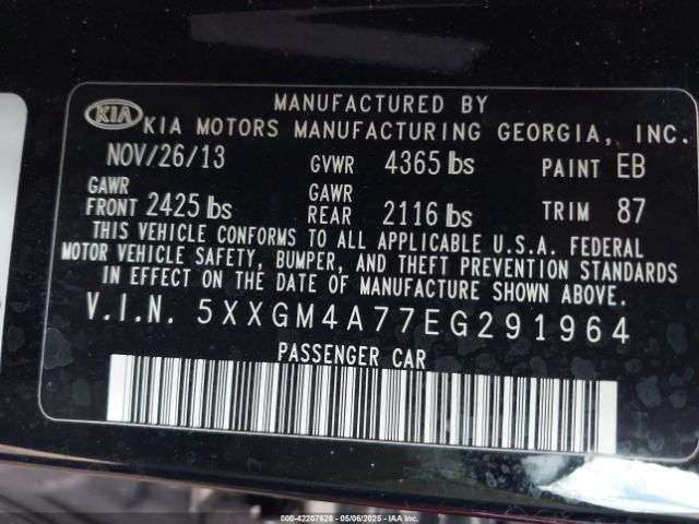 5XXGM4A77EG291964 KIA Optima Lx