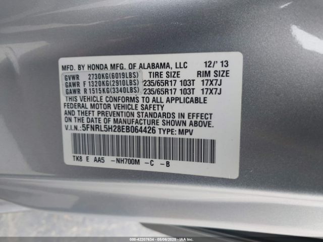 5FNRL5H28EB064426 Honda ODYSSEY LX