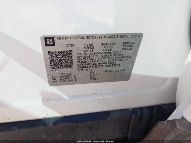 3GNAXKEV1LS509373 Chevrolet Equinox Fwd Lt 1.5l Turbo